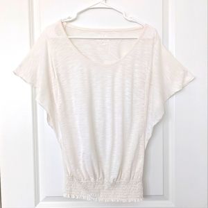 2/$10🔥Mudd Medium Off White Ivory Cream Flutter Sleeve Shirt Tee - Junio